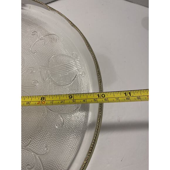 Vintage Harp Pattern By Jeanette 10" Elegant Glass Round Cake Stand Pink Tone - Picture 7 of 11